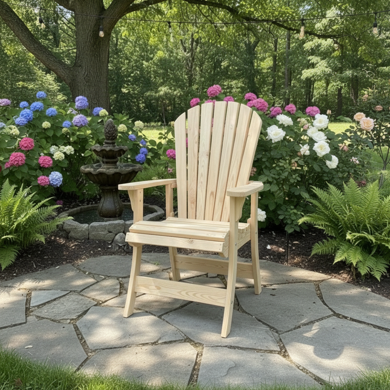 Wooden Veranda Adirondack Chair (Non-Folding) (Standard) in Knotted Pine, Unstained