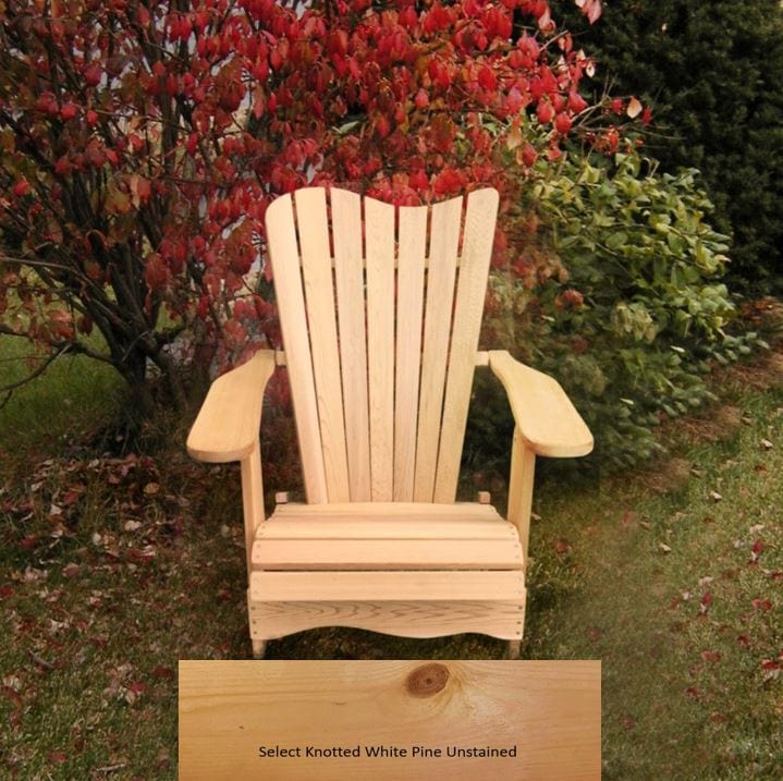 Wooden Customized Back Royal Adirondack Chair in Pine, Unstained, Wave Back