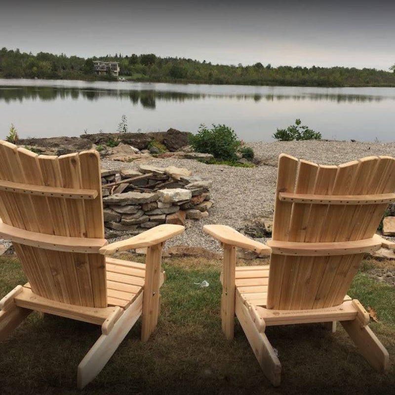 Wooden Customized Back Royal Adirondack Chair in Knotted Cedar, Unstained, Wave Back