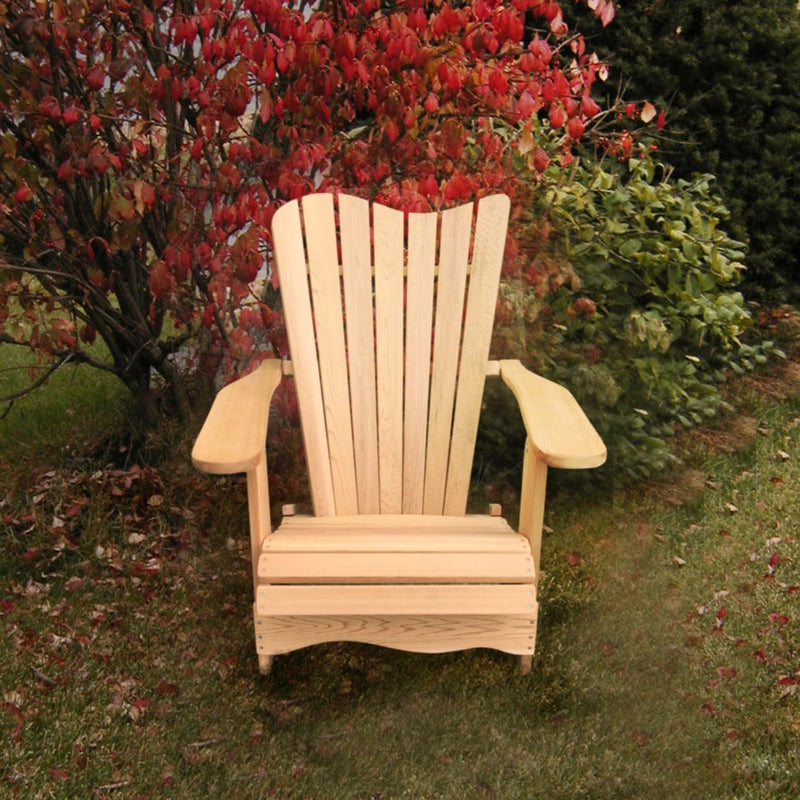 Wooden Customized Back Royal Adirondack Chair in Clear Cedar, Unstained, Wave Back