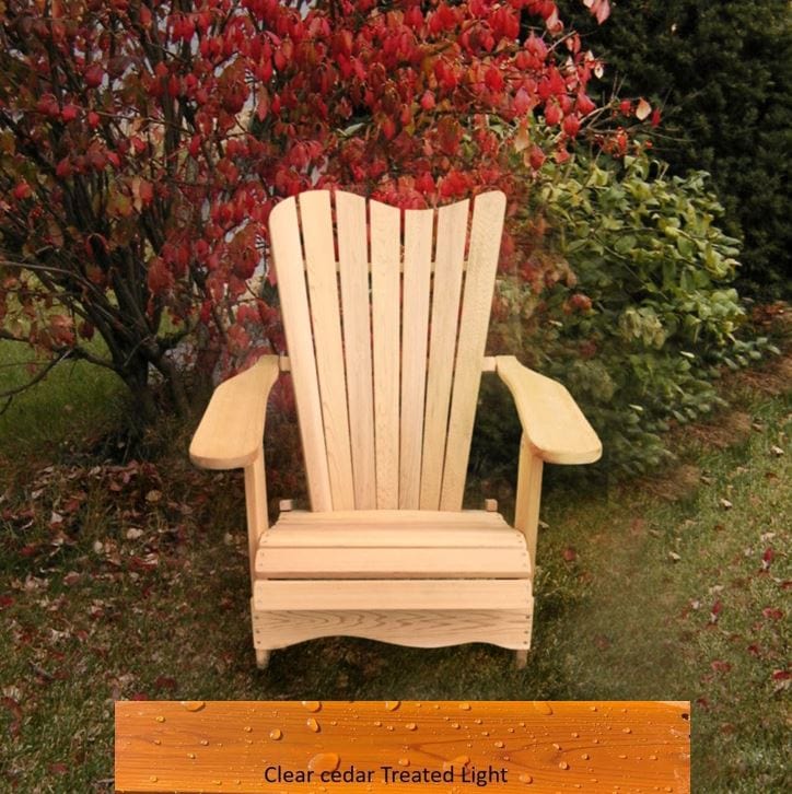 Wooden Customized Back Royal Adirondack Chair in Clear Cedar, Golden Glossy, Wave Back