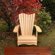 Wooden Customized Back Royal Adirondack Chair in Knotted Cedar, Mahogany Glossy, Wave Back