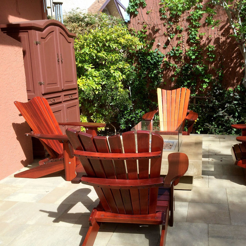 Wooden Customized Back Royal Adirondack Chair in Clear Cedar, Mahogany Glossy, Wave Back