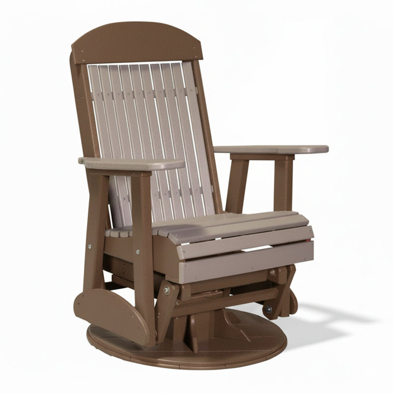 LuxCraft Weatherwood 2 foot Classic Highback Recycled Plastic Swivel Glider Chair