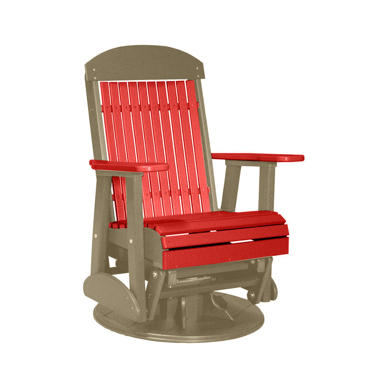 LuxCraft Red 2 foot Classic Highback Recycled Plastic Swivel Glider Chair