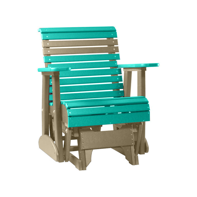 LuxCraft Aruba Blue 2 foot Rollback Recycled Plastic Glider Chair