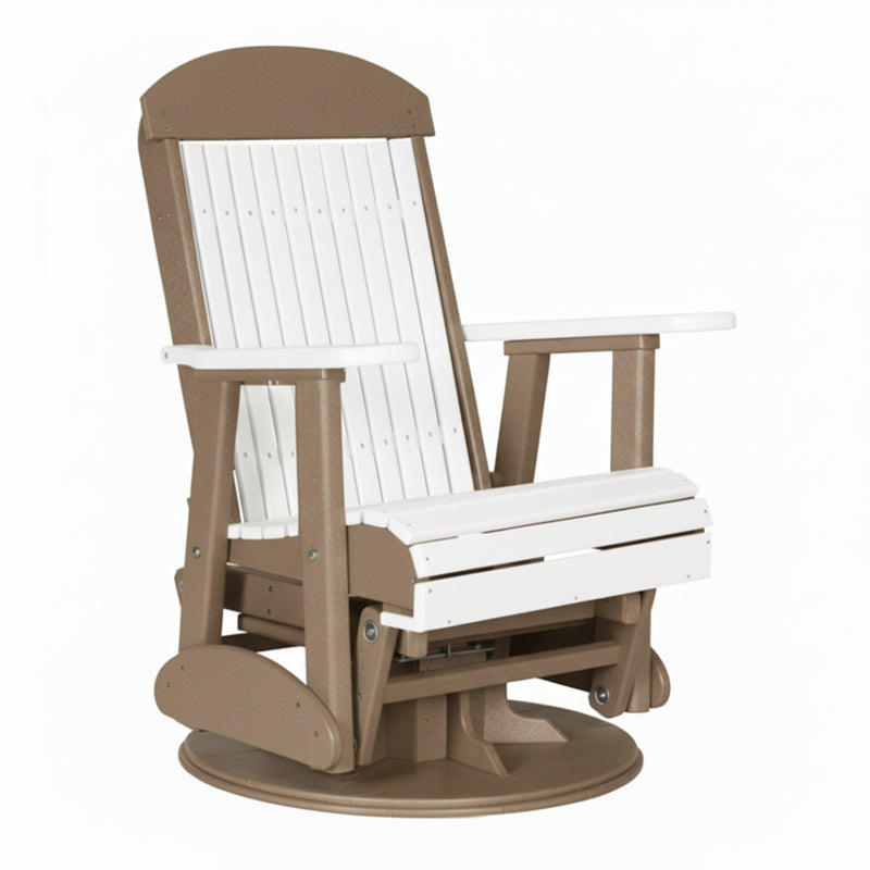 LuxCraft White 2 foot Classic Highback Recycled Plastic Swivel Glider Chair