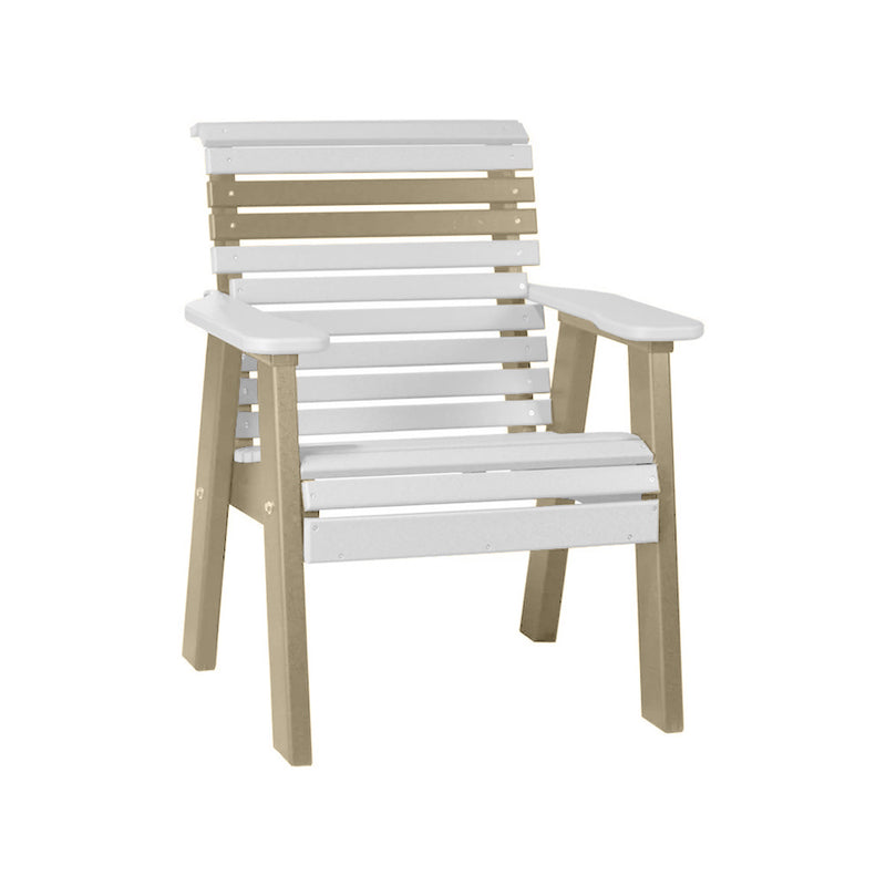 LuxCraft White 2' Rollback Recycled Plastic Chair With Cup Holder