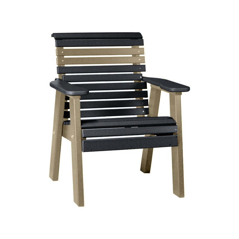 LuxCraft Black 2' Rollback Recycled Plastic Chair With Cup Holder