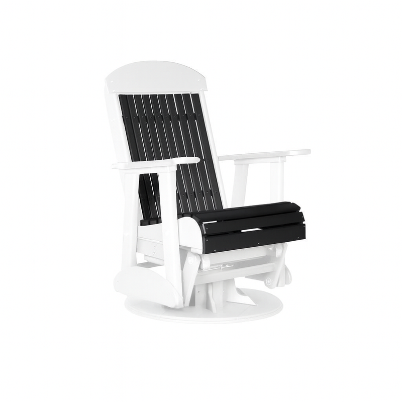 LuxCraft Black 2 foot Classic Highback Recycled Plastic Swivel Glider Chair With Cup Holder