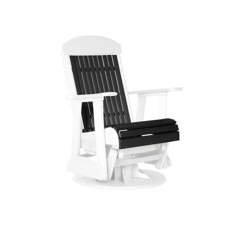 LuxCraft Black 2 foot Classic Highback Recycled Plastic Swivel Glider Chair With Cup Holder