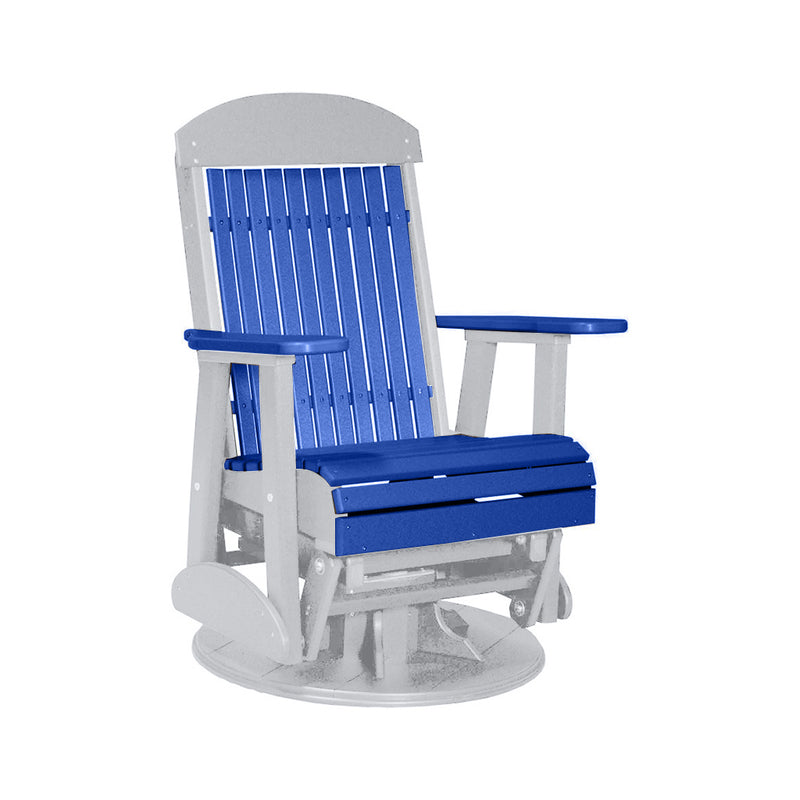 LuxCraft Blue 2 foot Classic Highback Recycled Plastic Swivel Glider Chair With Cup Holder