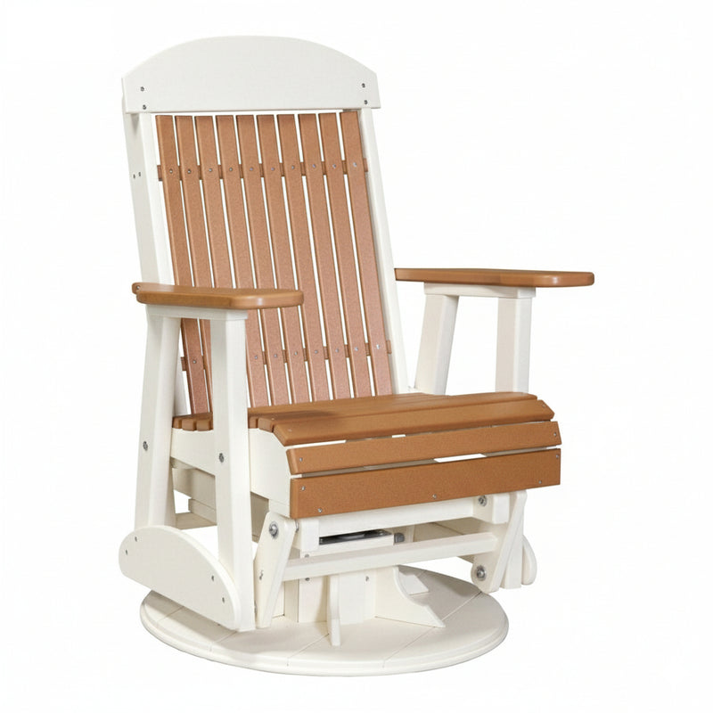LuxCraft Cedar 2 foot Classic Highback Recycled Plastic Swivel Glider Chair