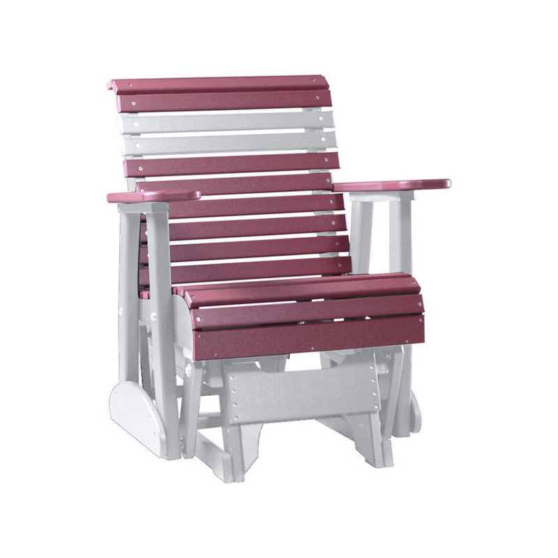 LuxCraft Cherry wood 2 foot Rollback Recycled Plastic Glider Chair