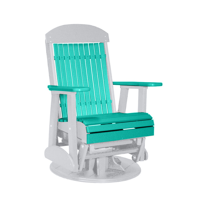 LuxCraft Aruba Blue 2 foot Classic Highback Recycled Plastic Swivel Glider Chair