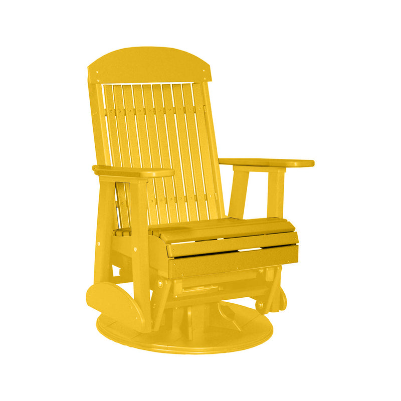 LuxCraft Yellow 2 foot Classic Highback Recycled Plastic Swivel Glider Chair