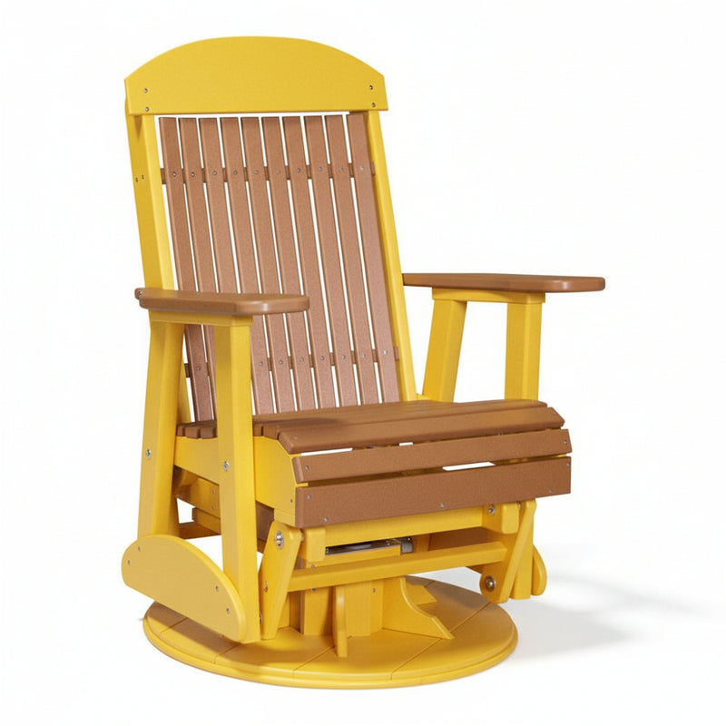 LuxCraft Cedar 2 foot Classic Highback Recycled Plastic Swivel Glider Chair