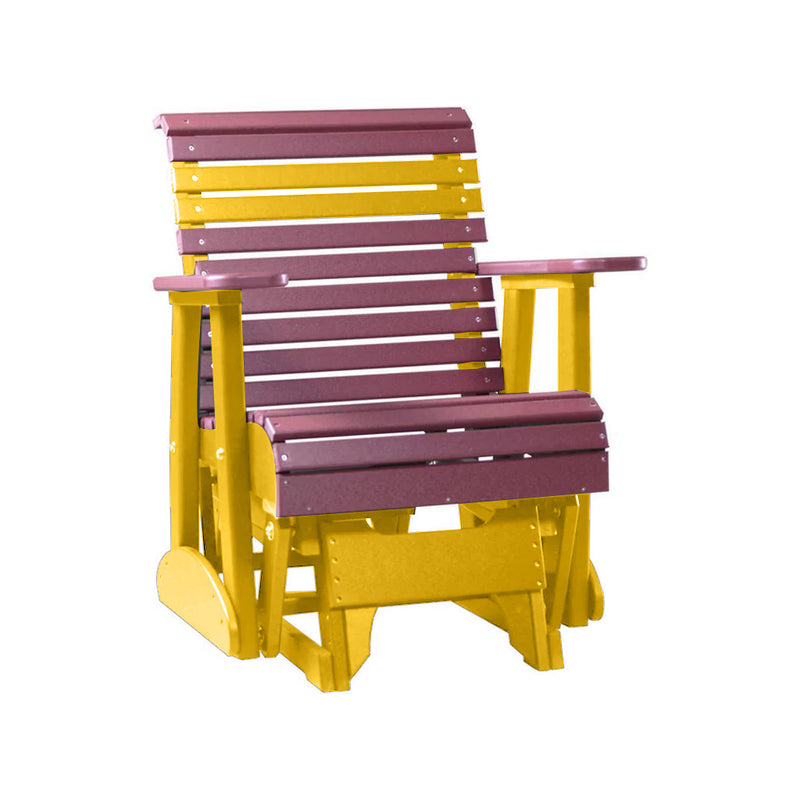 LuxCraft Cherry wood 2 foot Rollback Recycled Plastic Glider Chair