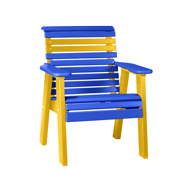 LuxCraft Blue 2' Rollback Recycled Plastic Chair With Cup Holder