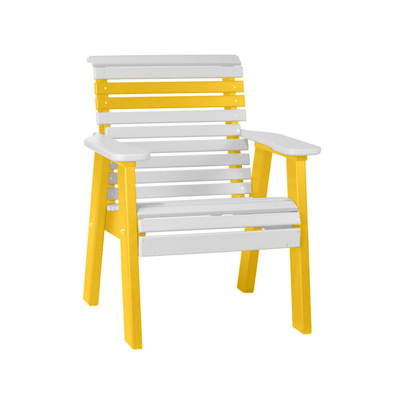 LuxCraft White 2' Rollback Recycled Plastic Chair With Cup Holder