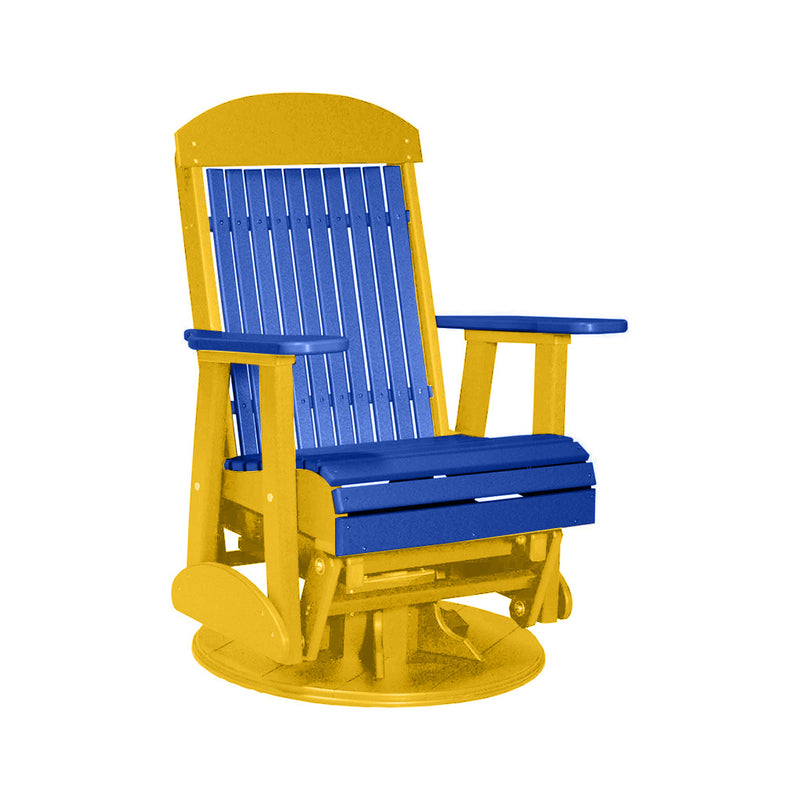 LuxCraft Blue 2 foot Classic Highback Recycled Plastic Swivel Glider Chair With Cup Holder