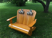 Wooden Royal Loveseat Adirondack Chair in Clear Cedar, Golden Glossy