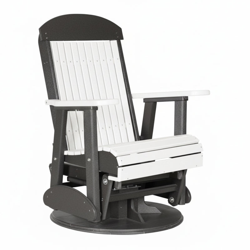LuxCraft White 2 foot Classic Highback Recycled Plastic Swivel Glider Chair