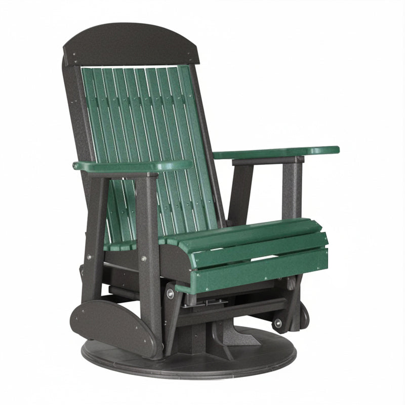 LuxCraft Green 2 foot Classic Highback Recycled Plastic Swivel Glider Chair