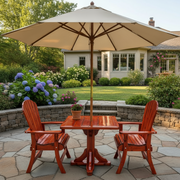 Dining Set for 2 with Pedestal Table in Knotted Cedar, Mahogany Glossy