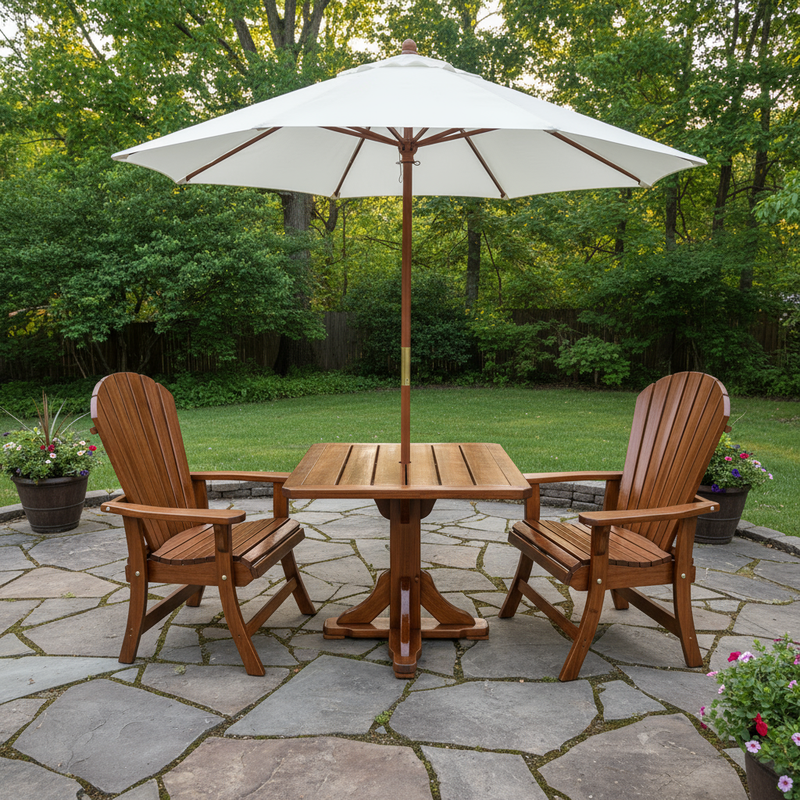 Dining Set for 2 with Pedestal Table in Clear Cedar, Caramel Glossy