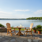 Dining Set for 2 with Pedestal Table in Clear Cedar, Golden Glossy