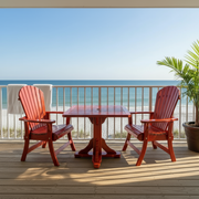 Dining Set for 2 with Pedestal Table in Clear Cedar, Mahogany Glossy