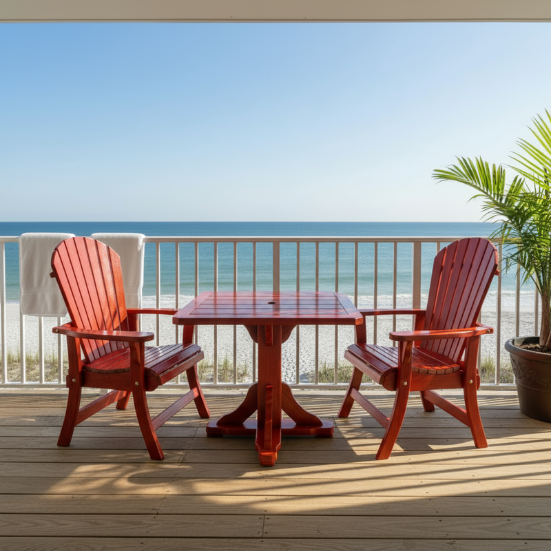 Dining Set for 2 with Pedestal Table in Clear Cedar, Mahogany Glossy