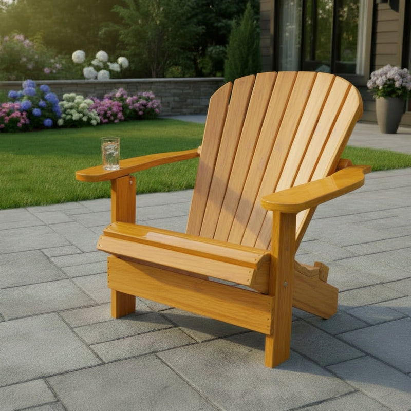 Wooden Grand Adirondack Chair (Oversized) in Clear Cedar, Golden Glossy