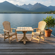 Dining Set for 2 with Pedestal Table in Knotted Cedar, Unstained