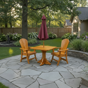 Dining Set for 2 with Pedestal Table in Knotted Cedar, Golden Glossy