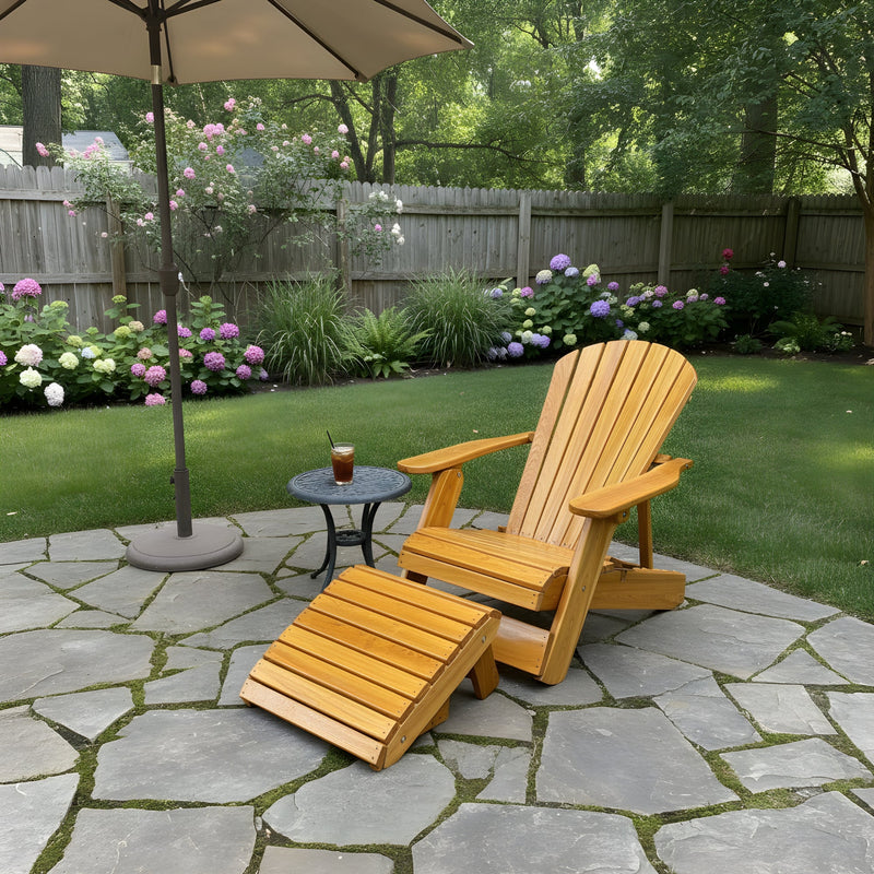 Wooden Royal Reclining Adirondack Chair (Large) in Clear Cedar, Golden Glossy