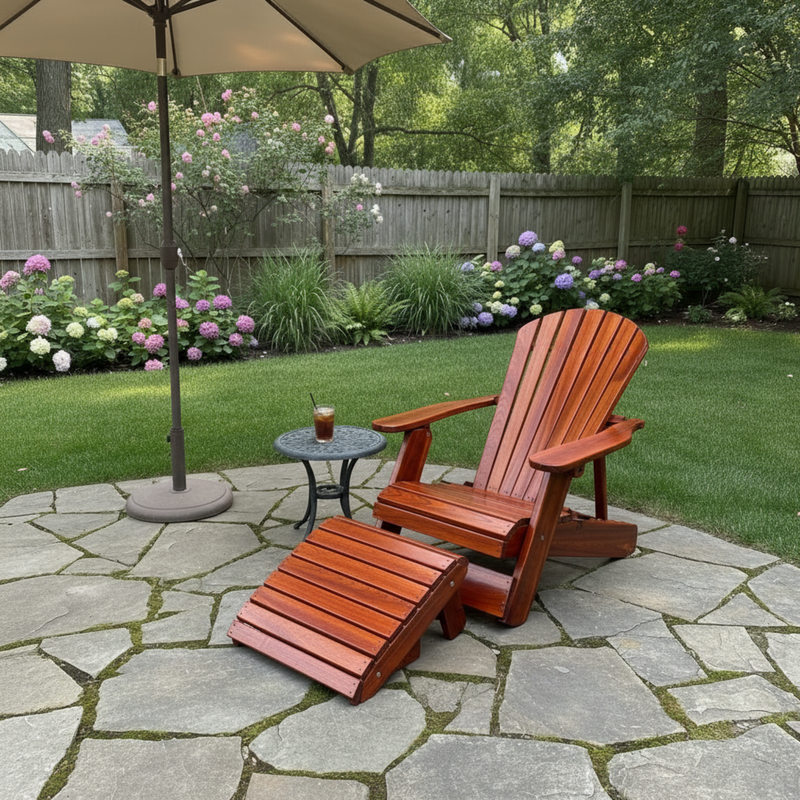 Wooden Royal Reclining Adirondack Chair (Large) in Clear Cedar, Mahogany Glossy