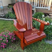 Wooden Royal Upright Adirondack Chair in Knotted Cedar, Mahogany Glossy