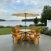 Dining Set for 4 with Pedestal Table in Knotted Cedar, Golden Glossy