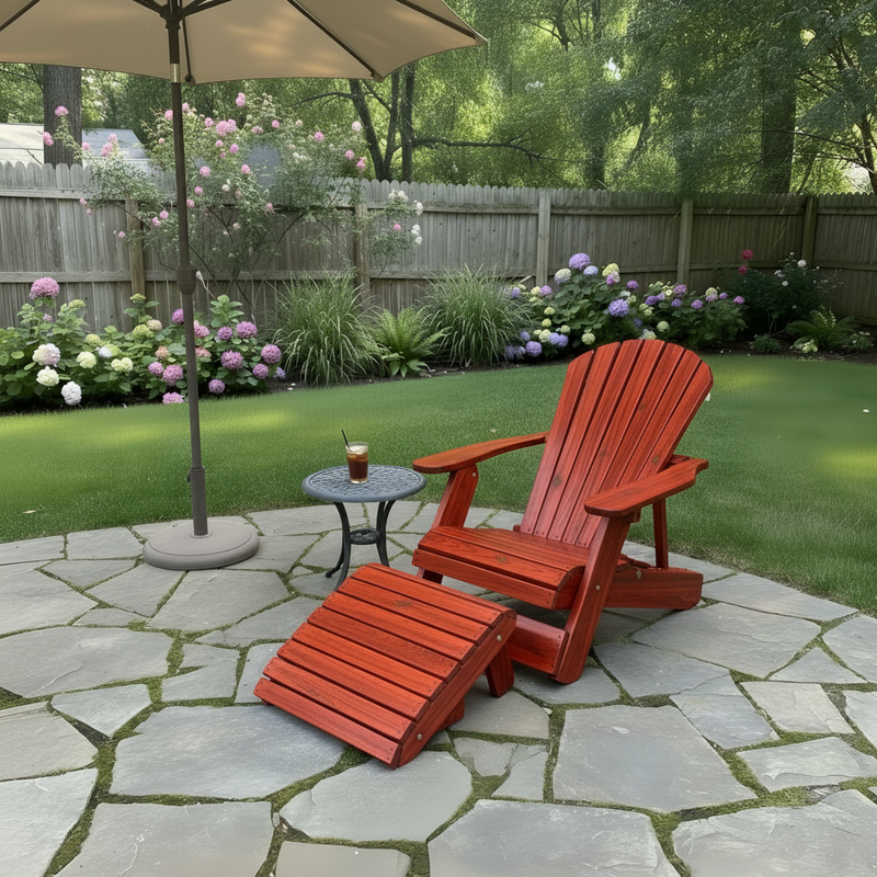 Wooden Royal Reclining Adirondack Chair (Large) in Knotted Cedar, Mahogany Glossy