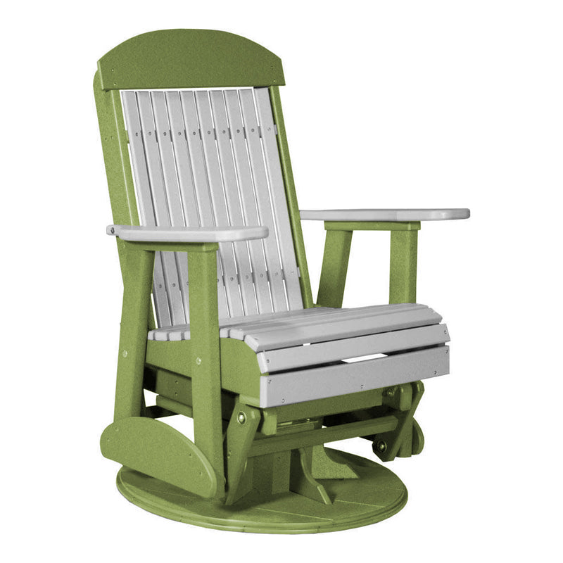 LuxCraft Gray 2 foot Classic Highback Recycled Plastic Swivel Glider Chair With Cup Holder