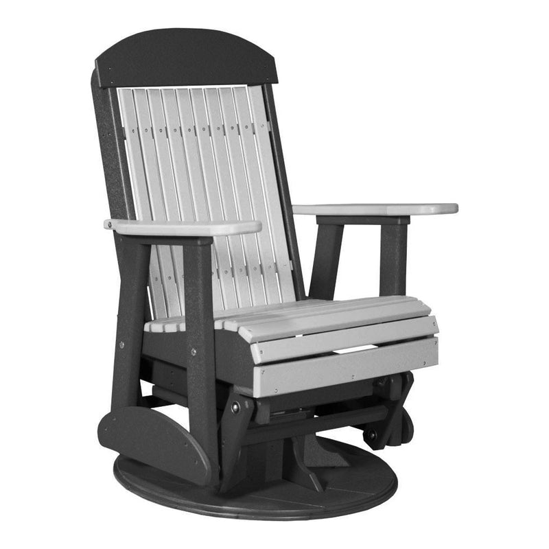 LuxCraft Gray 2 foot Classic Highback Recycled Plastic Swivel Glider Chair With Cup Holder