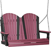LuxCraft Columpio de Porche Adirondack 4 Pies — Cherrywood sobre Negro