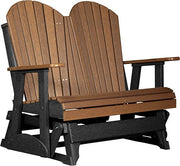 LuxCraft LuxCraft Antique Mahogany 4 ft. Recycled Plastic Adirondack Outdoor Glider Antique Mahogany on Black Adirondack Glider 4APGAMB