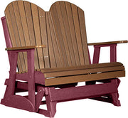 LuxCraft LuxCraft Antique Mahogany 4 ft. Recycled Plastic Adirondack Outdoor Glider With Cup Holder Antique Mahogany on Cherrywood Adirondack Glider 4APGAMCW-CH