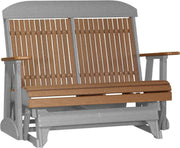 LuxCraft LuxCraft Antique Mahogany 4 ft. Recycled Plastic Highback Outdoor Glider Bench Antique Mahogany Gray Highback Glider 4CPGAMGR