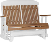 LuxCraft LuxCraft Antique Mahogany 4 ft. Recycled Plastic Highback Outdoor Glider Bench Antique Mahogany White Highback Glider 4CPGAMWH