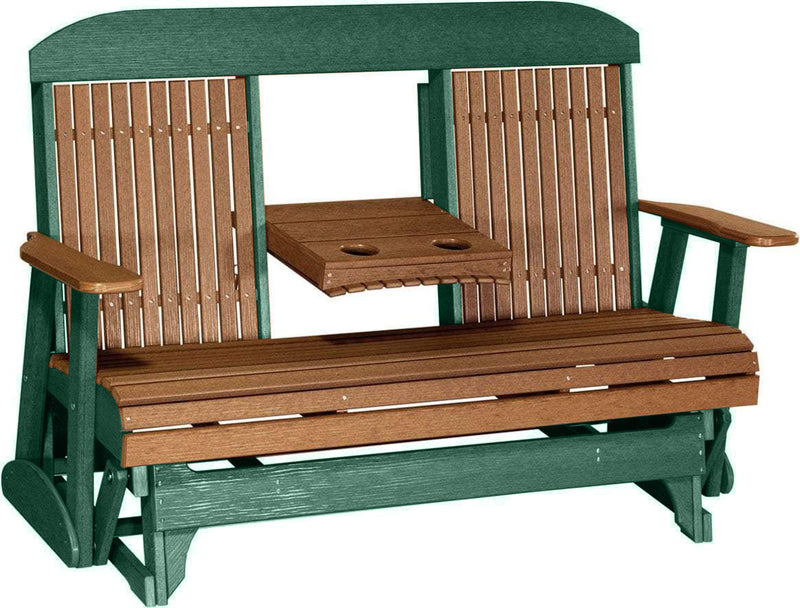 LuxCraft LuxCraft Antique Mahogany 5 ft. Recycled Plastic Highback Outdoor Glider Highback Glider