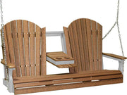 LuxCraft LuxCraft Antique Mahogany Adirondack 5ft. Recycled Plastic Porch Swing Antique Mahogany on Gray / Adirondack Porch Swing Porch Swing 5APSAMG